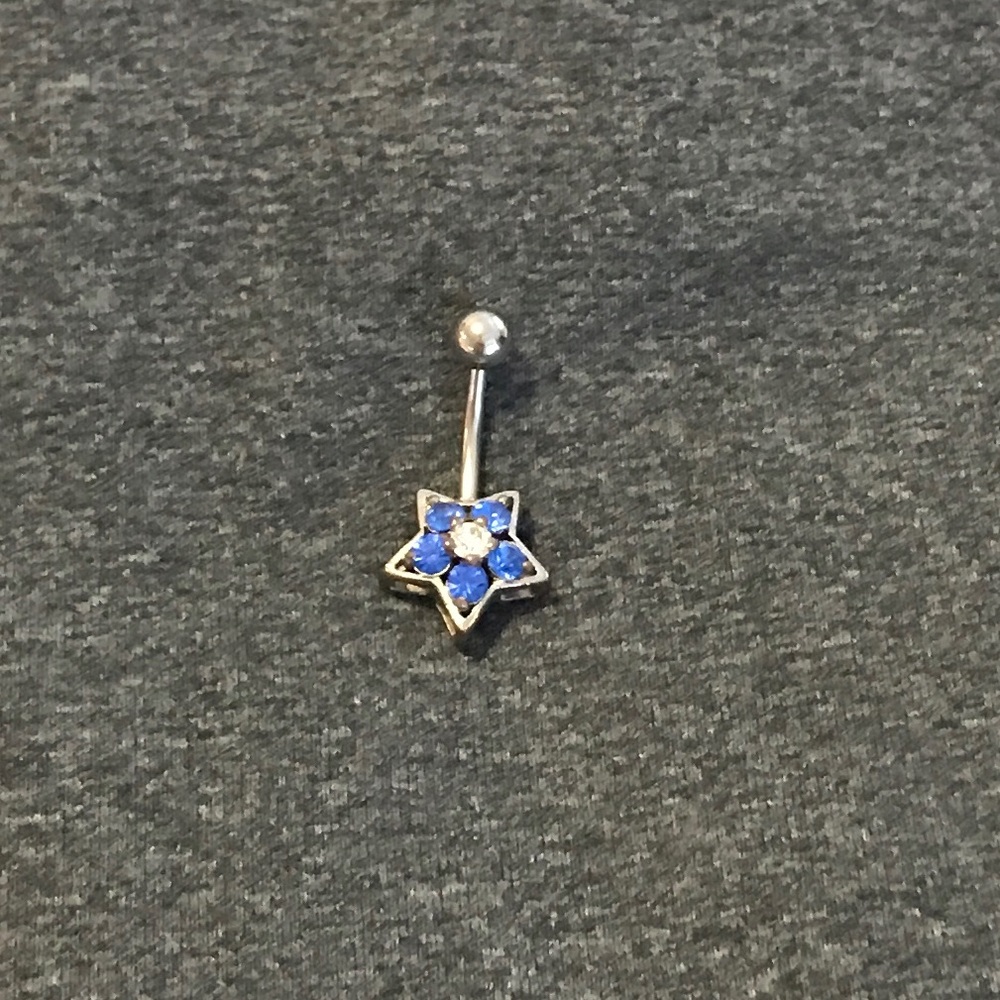 Blue star belly ring